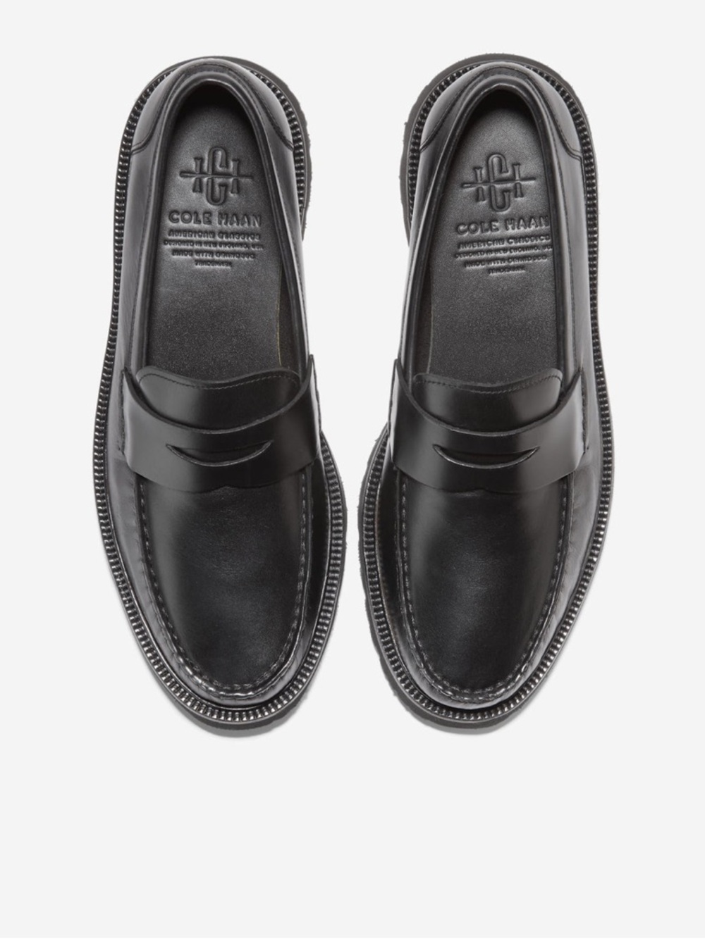 Cole Haan Men’s American Classic Penny Loafer Black leather lug sole grandOS 7.5